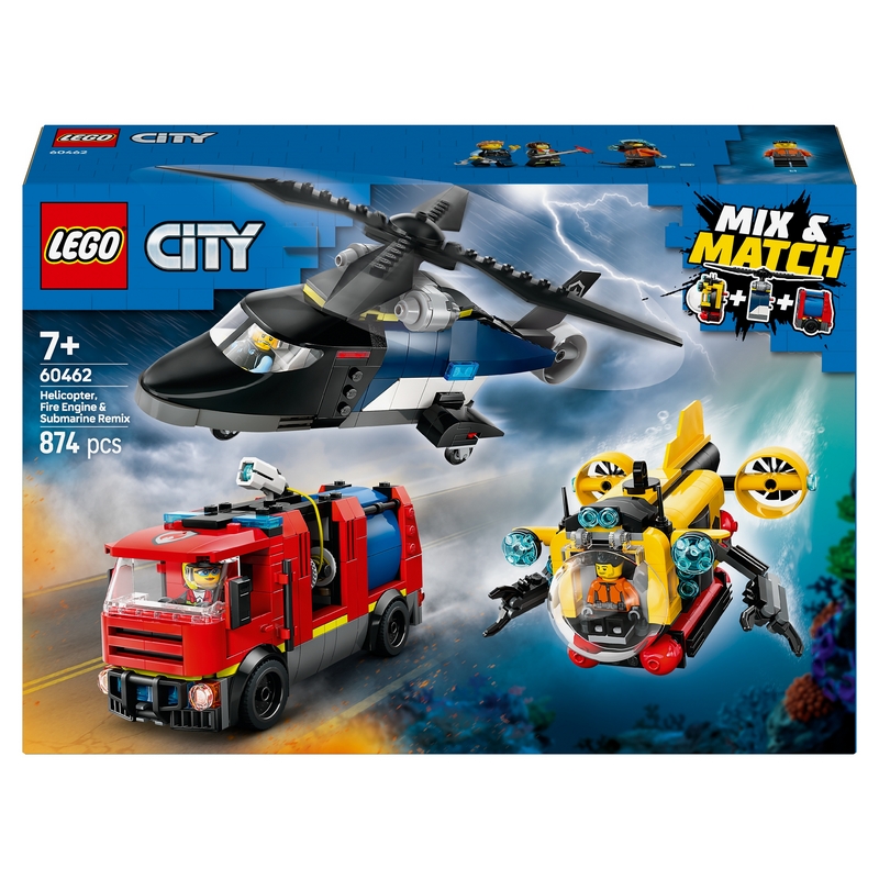 LEGO City 60462 Remix City 60462: Vrtuľník, hasičské auto a ponorka
